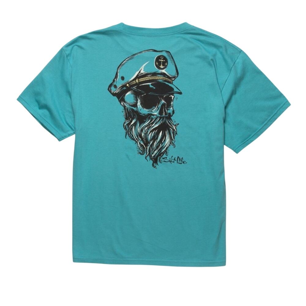 SALT LIFE Old Sea Captain Blue Cotton Preshrunk Short Sleeve Tee Size S